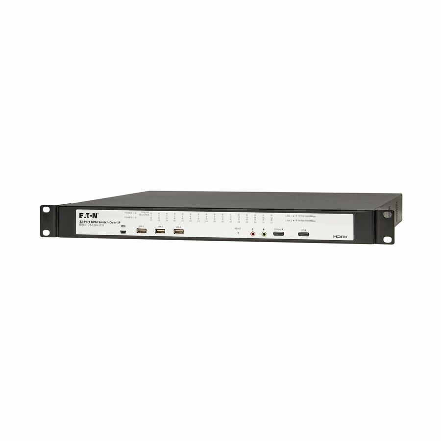 Eaton 32-Port Cat5e KVM over IP Switch - Virtual Media, 3 Remote/1 Local User, HDMI Output, 1U Rack-Mount, TAA