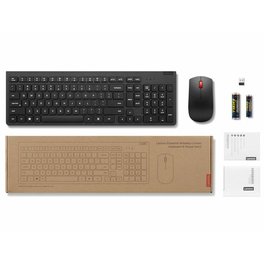 Lenovo Essential Wireless Combo Keyboard & Mouse Gen2 Black English Canadian