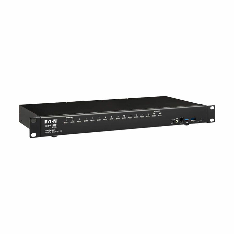 Eaton Tripp Lite Series 16-Port DisplayPort/USB KVM Switch with Audio/Video and USB Peripheral Sharing, 4K 60 Hz, 1U Rack-Mount, TAA