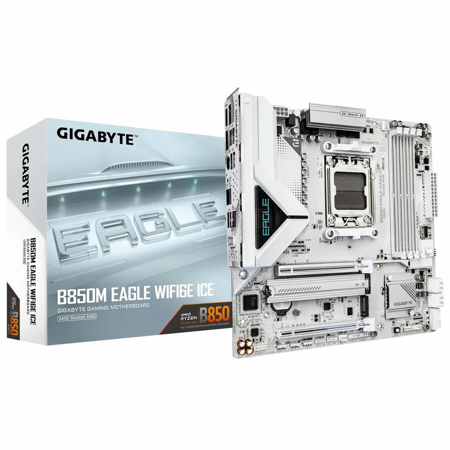 GIGABYTE Ultra Durable B850M EAGLE WIFI6E ICE Gaming Desktop Motherboard - AMD B850 Chipset - Socket AM5 - Micro ATX