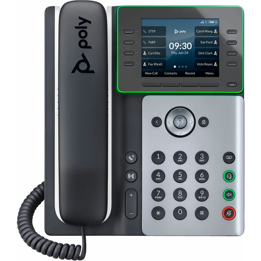 Poly Edge E320 IP Phone - Corded - Corded/Cordless - Bluetooth, NFC - 3 Multiple Conferencing - Desktop, Wall Mountable - White, Midnight Blue