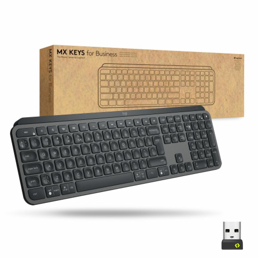 Logitech MX Keys Wireless Illuminated Keyboard for Business, Quiet Perfect-Stroke Keys, Logi Bolt Technology - Graphite