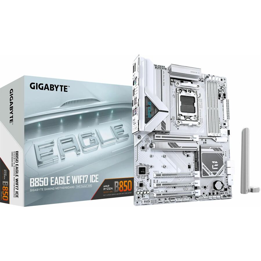 GIGABYTE Ultra Durable B850 EAGLE WIFI7 ICE Gaming Desktop Motherboard - AMD B850 Chipset - Socket AM5 - ATX