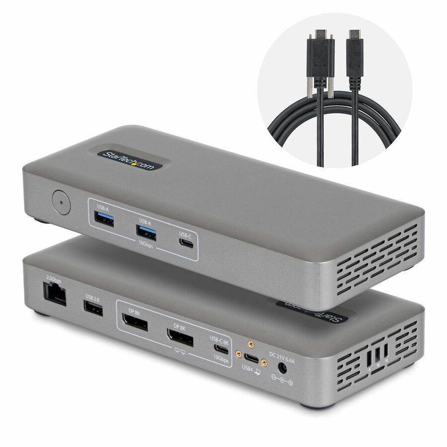 StarTech USB4 Docking Station, Driverless Dual 4K for macOS and Windows, Universal USB-C Dock with 100W Laptop Charging and 2.5GbE