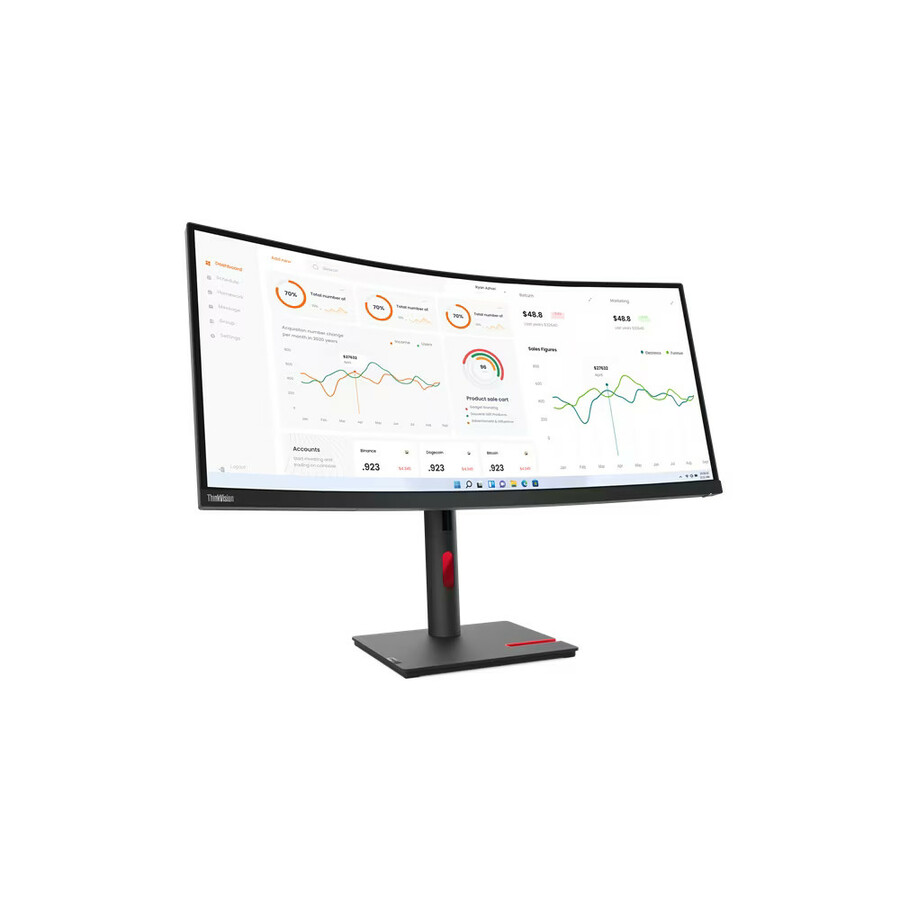 Lenovo ThinkVision T34w-30 34" Class UW-QHD Curved Screen LED Monitor - 21:9 - Raven Black