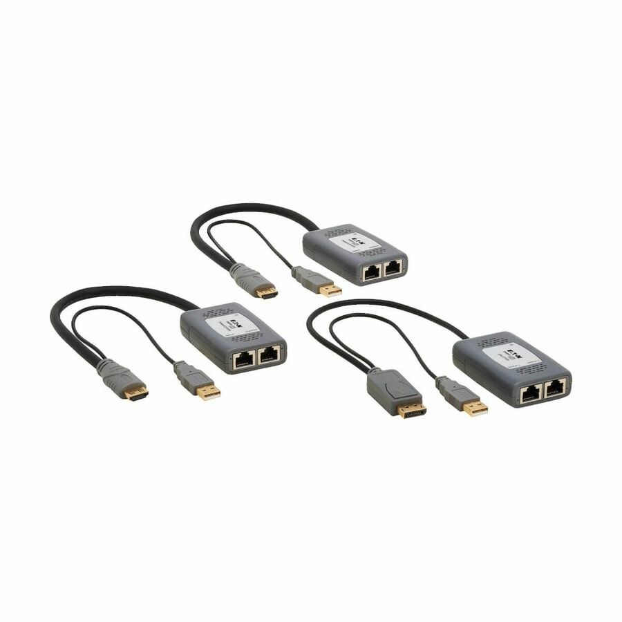 Eaton Tripp Lite Series 2-Port DisplayPort to HDMI over Cat6 Extender Kit, Pigtail Transmitter/2x Receivers, 4K 60 Hz, HDR, 4:4:4, 230 ft. (70.1 m), TAA