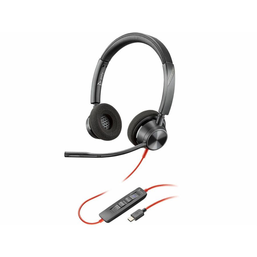 Poly Blackwire 3320 Microsoft Teams Certified Headset +USB-C/A Adapter TAA