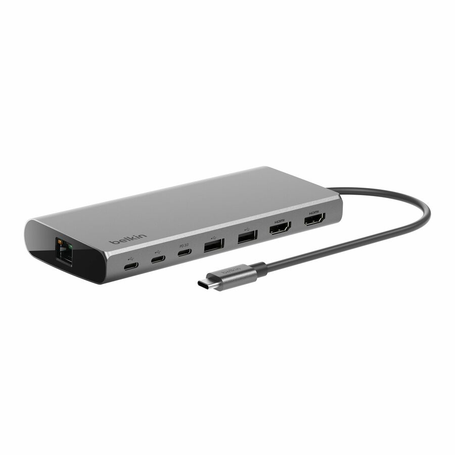 Belkin USB-C 8-in1 Dual Display Core Hub - Docking Station - 10 Gbps - 100W - 3xUSB-C, 2xUSB-A, 2xHDMI, Ethernet - 4K - Grey