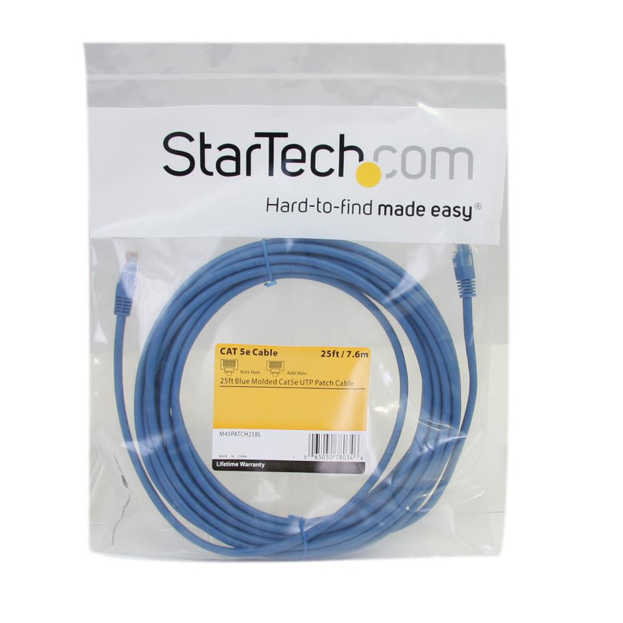 StarTech 25 ft Blue Molded Cat5e UTP Patch Cable