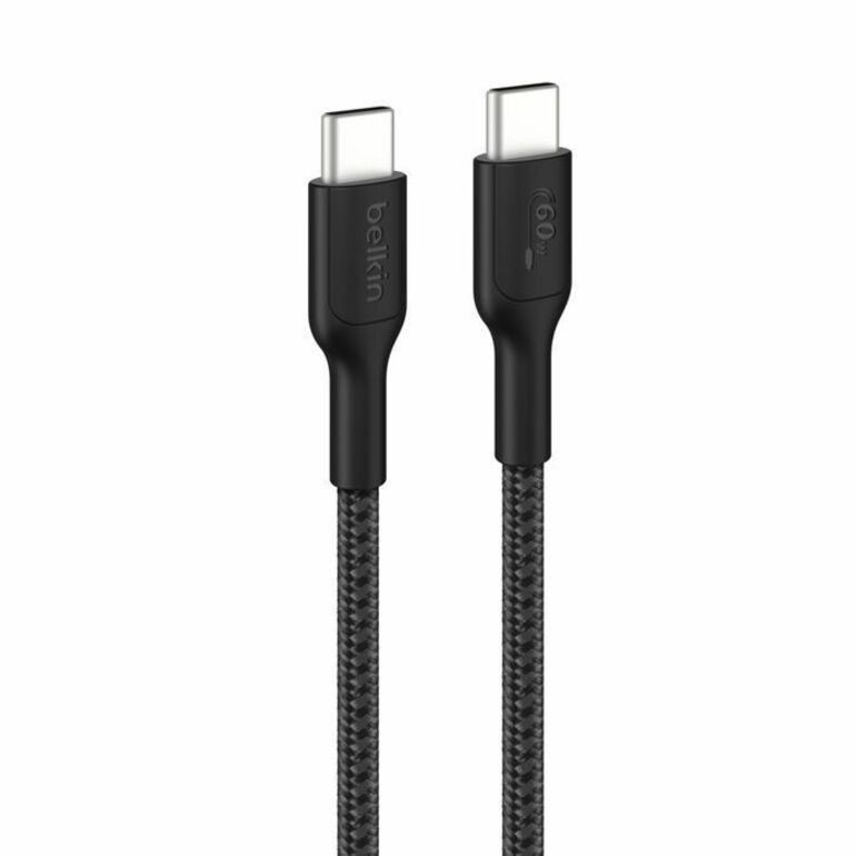 Belkin BoostCharge Pro Braided USB-C to USB-C Cable 60W, 6.6ft/2m, Black