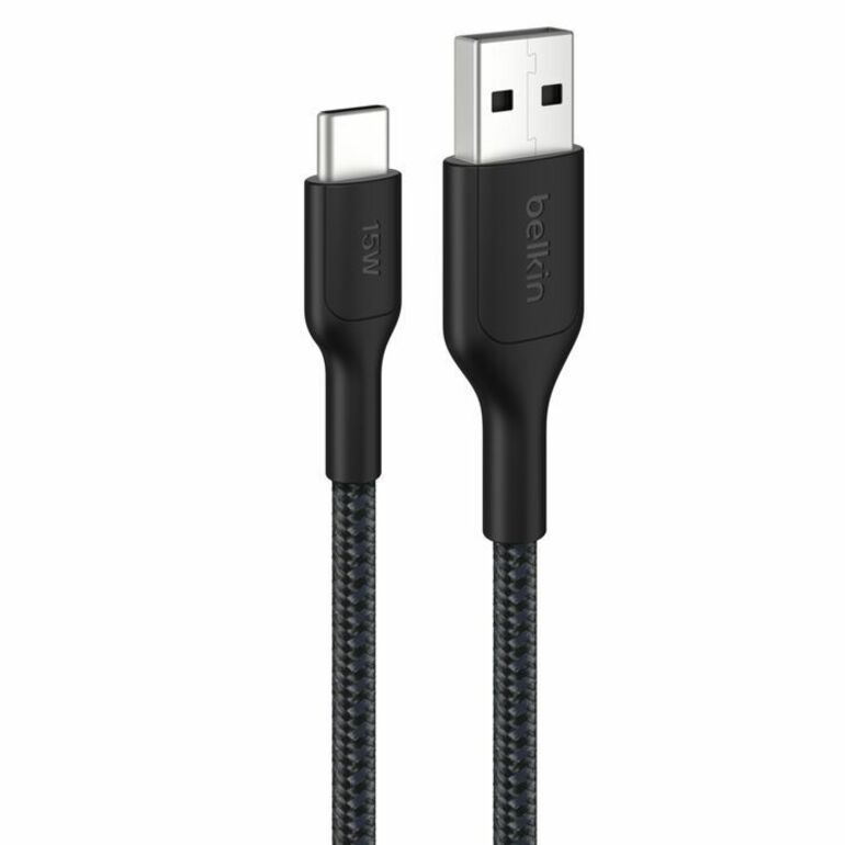 Belkin BoostCharge Pro Braided USB-A to USB-C Cable 15W, 9.8ft/3m, Black