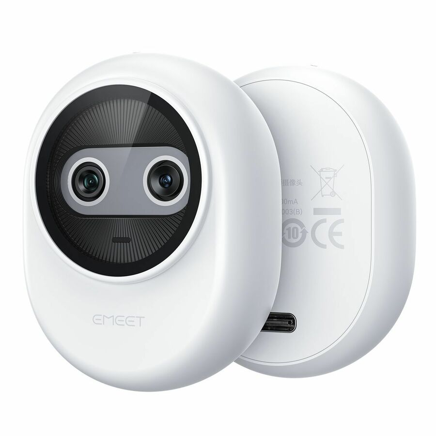 EMEET Piko (White) - Dual-lens Webcam with one 4K Image Collection Lens and one AI Assist Lens, Boosting color accuracy, face recognition, and ultra-fast focus. 3 MEMS Mics power 3 Voice Modes for Meeting or Streaming/recording with wider audio frequencies. Comes with USB-C Cable & C-A Adapter, and a Cute Privacy Cover, which can be attached to both front or back so you don't lose it, ideal for K-12 or people who love cute things.