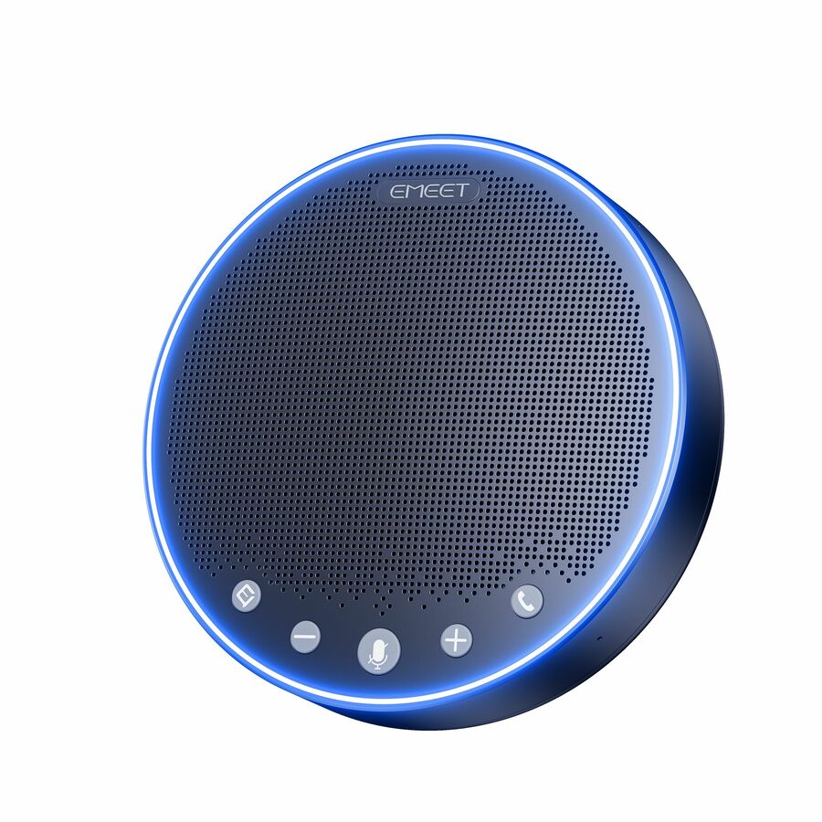 EMEET M3 - Zoom Certified Speakerphone, 4 AI Mics, 360° Voice Pickup 18H Talk Time, Connect with Dongle/AUX/USB/Bluetooth5.0, can be Daisy Chained with another M3 covering 20 People in meetings, supports all popular OS and Conferencing Apps