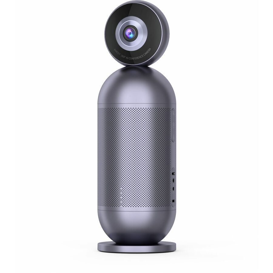 EMEET Meeting Capsule Pro - 360° Plug & Play 3-in-1 conference camera, Dual 4K Lenses with AI Tracking, 900p actual panoramic output, 10 Noise-Cancelling Mics with 18ft voice pickup, 10W Hi-Fi Speaker, ideal for room up to 14 People, plug & play with all popular apps, come with USB-C and C-A adapter