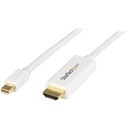StarTech 6ft (2m) Mini DisplayPort to HDMI Cable, 4K 30Hz Video, Mini DP to HDMI Adapter/Converter Cable, mDP to HDMI Monitor, White