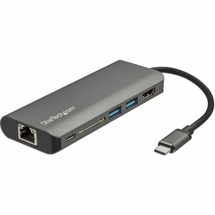 StarTech USB C Multiport Adapter - USB Type-C Travel Dock to 4K HDMI, 3x USB Hub, SD, GbE, 60W PD 3.0 Pass-Through - Mini Laptop Dock