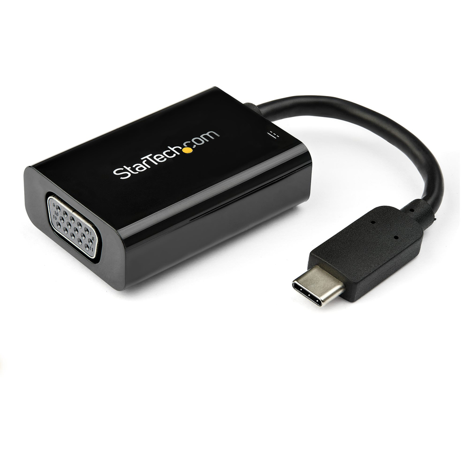 StarTech USB C to VGA Adapter with 60W Power Delivery Pass-Through - 1080p USB Type-C to VGA Video Converter w/ Charging - Black