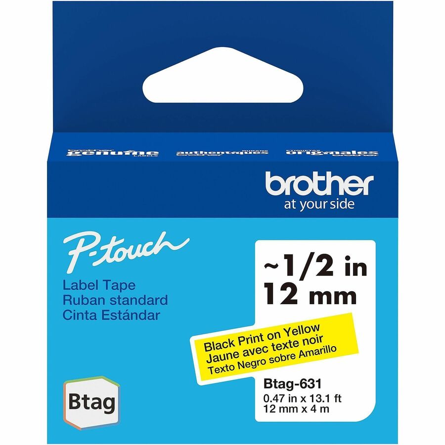Brother P-touch BTAG-631 Black on Yellow Label Tape