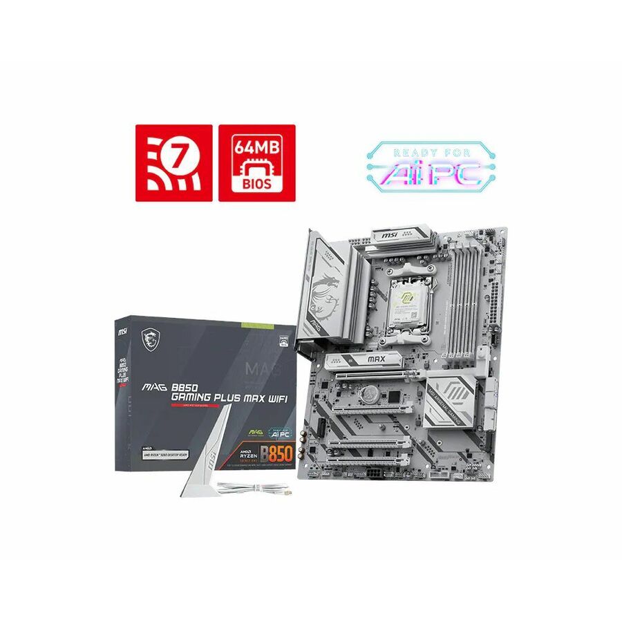 MSI MAG B850 GAMING PLUS MAX WIFI - MAGB850GPMW - ATX Gaming Motherboard - AM5 - B850 Chipset