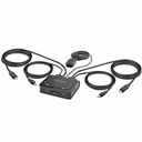 StarTech 2-Port USB-C Cable KVM Switch, 4K 60Hz DisplayPort Output, Compact KVM with 4ft/1.2m Integrated Host Cables, Bus Powered