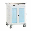 Eaton Tripp Lite Series Safe-IT 36-Device UV Mobile Charging Cart for Laptops and Chromebooks - 120V, NEMA 5-15P, 10 ft. (3.1 m) Cord, Antimicrobial, Wood-Grain Top, White