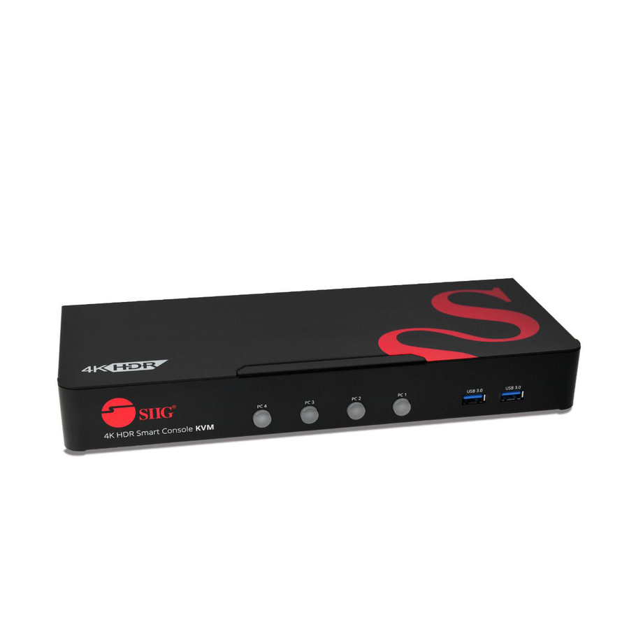 SIIG 4-Port HDMI 4K60Hz HDR Smart Console KVM Switch with USB 3.0 Multi-Media