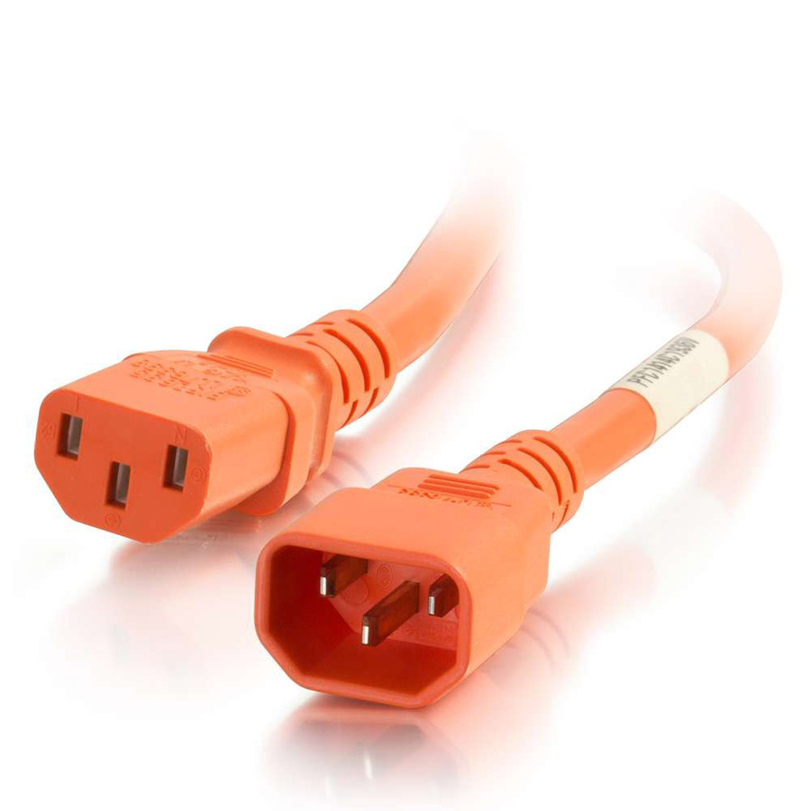 C2G 2ft 18AWG Power Cord (IEC320C14 to IEC320C13) - Orange
