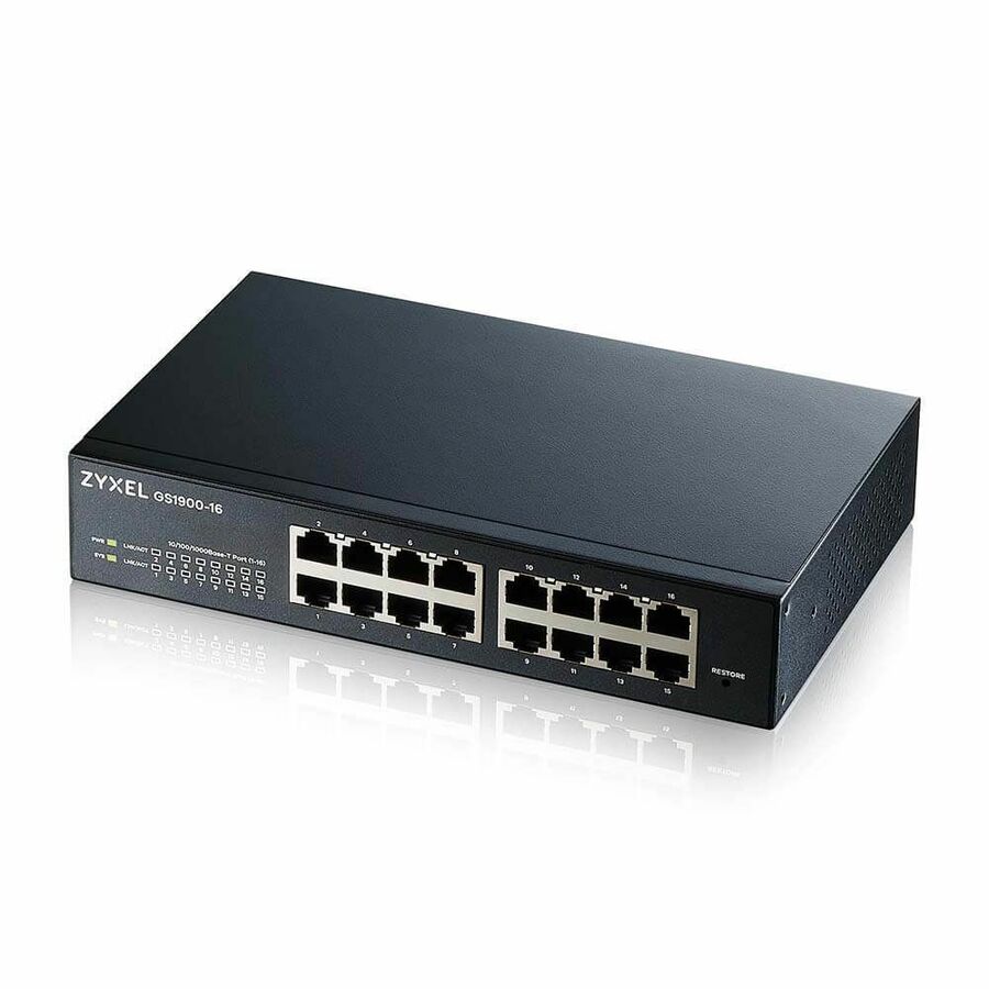 ZYXEL GS1900-16 REV 03F 16-Port Gigabit Smart Managed Switch | Fanless