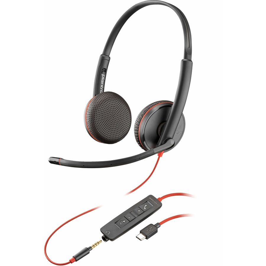 Poly Blackwire 3225 Stereo Headset +USB-C/A Adapter TAA