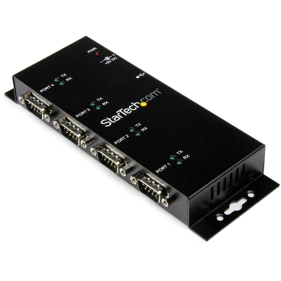 StarTech USB to Serial Adapter Hub - 4 Port - Industrial - Wall Mount - Din Rail - COM Port Retention - FTDI USB Serial, TAA