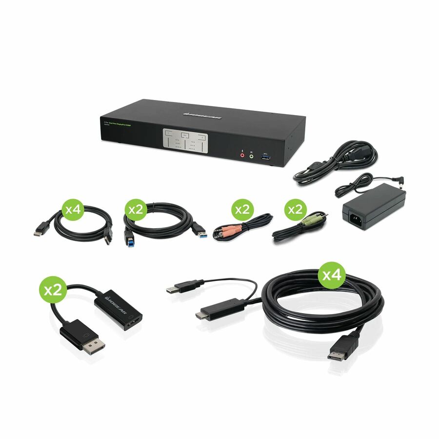 IOGEAR 2-Port 4K Dual View DisplayPort/HDMI KVMP with USB and Audio