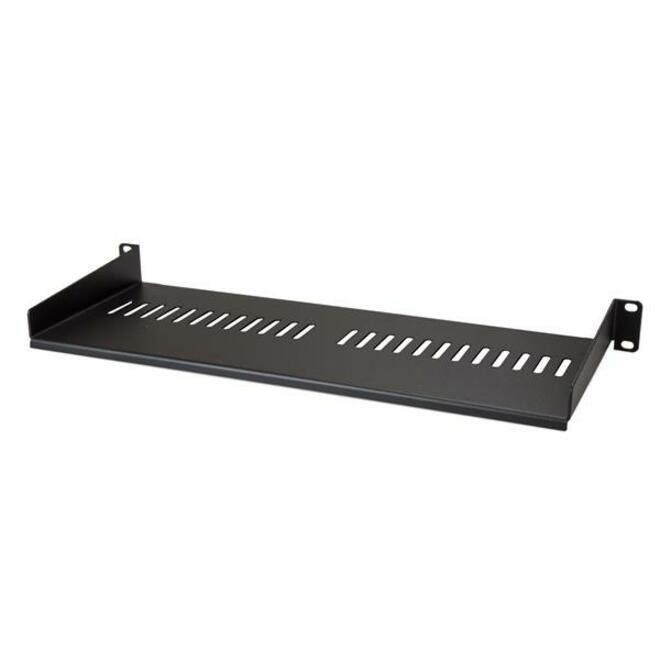 StarTech 1U Vented Server Rack Cabinet Shelf - Fixed 7in Deep Cantilever Rackmount Tray for 19" Data/AV/Network Enclosure w/Cage Nuts