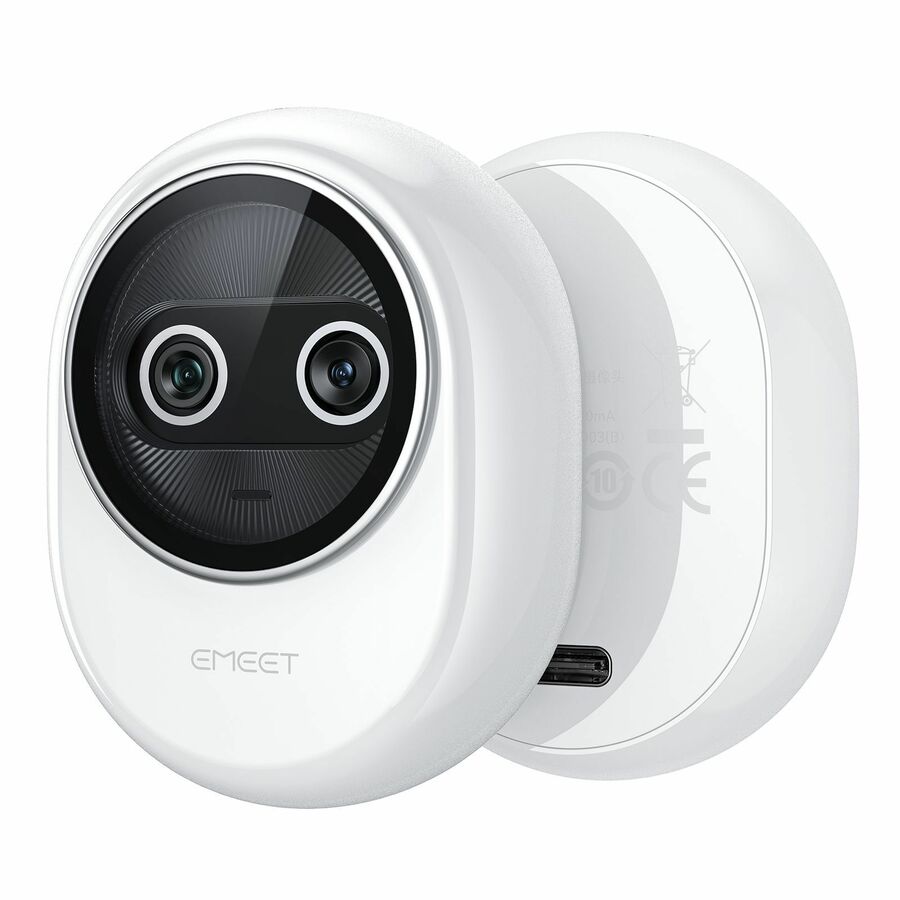 EMEET Piko+ (White) - Dual-lens Webcam with one 4K 1/2.55˘ Sony Lens and one AI Assist Lens, Boosting color accuracy, face recognition, and 300ms fast focus. 3 MEMS Mics power 3 Voice Modes for Meeting or Streaming/recording with wider audio frequencies. Comes with USB-C Cable & C-A Adapter, and a Cute Privacy Cover, which can be attached to both front or back so you don't lose it, ideal for K-12 or people who love cute things.