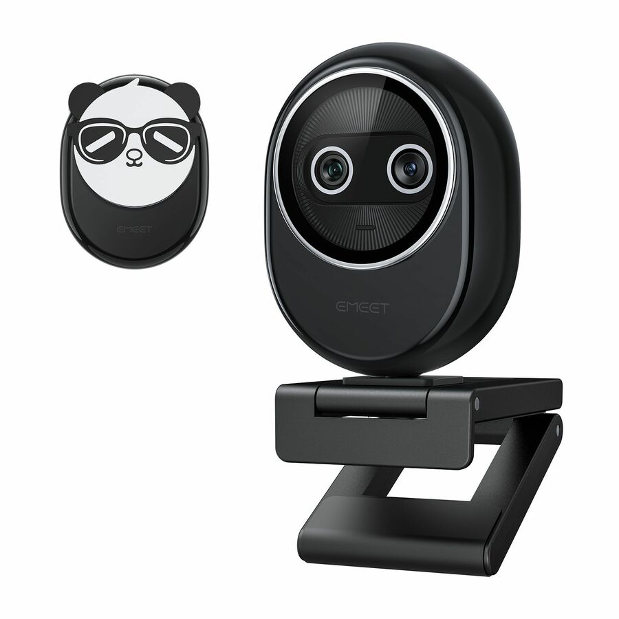 EMEET Piko+ (Black) - Dual-lens Webcam with one 4K 1/2.55˘ Sony Lens and one AI Assist Lens, Boosting color accuracy, face recognition, and ultra-fast focus. 3 MEMS Mics power 3 Voice Modes for Meeting or Streaming/recording with wider audio frequencies. Comes with USB-C Cable & C-A Adapter, and a Cute Privacy Cover, which can be attached to both front or back so you don't lose it, ideal for K-12 or people who love cute things.