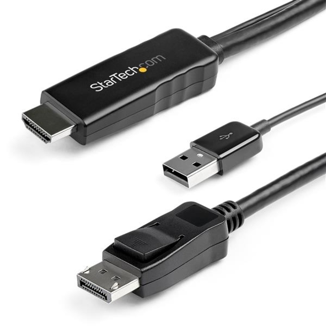 StarTech 3 m (9.8 ft.) HDMI to DisplayPort Cable - 4K 30Hz - USB-powered - Active HDMI to DisplayPort Cable (HD2DPMM10)