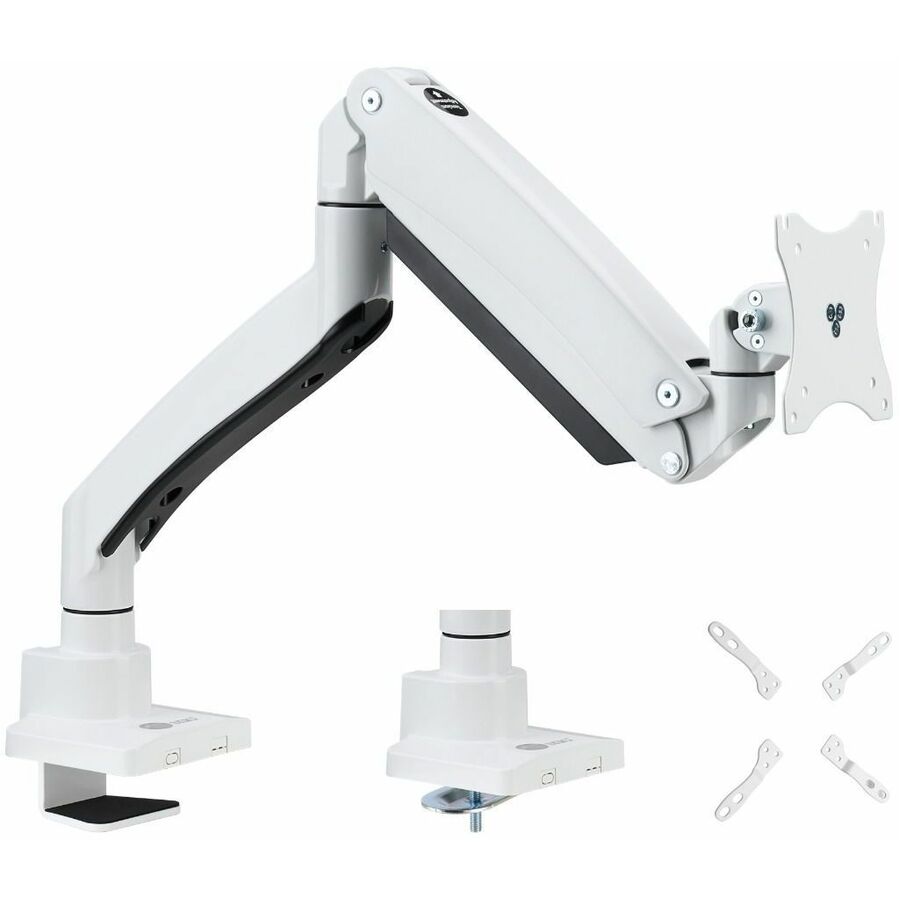 SIIG Single 43" Monitor Heavy-Duty Premium Gas Spring Desk Mount - White, VESA 75x75, 100x100, 200x200mm