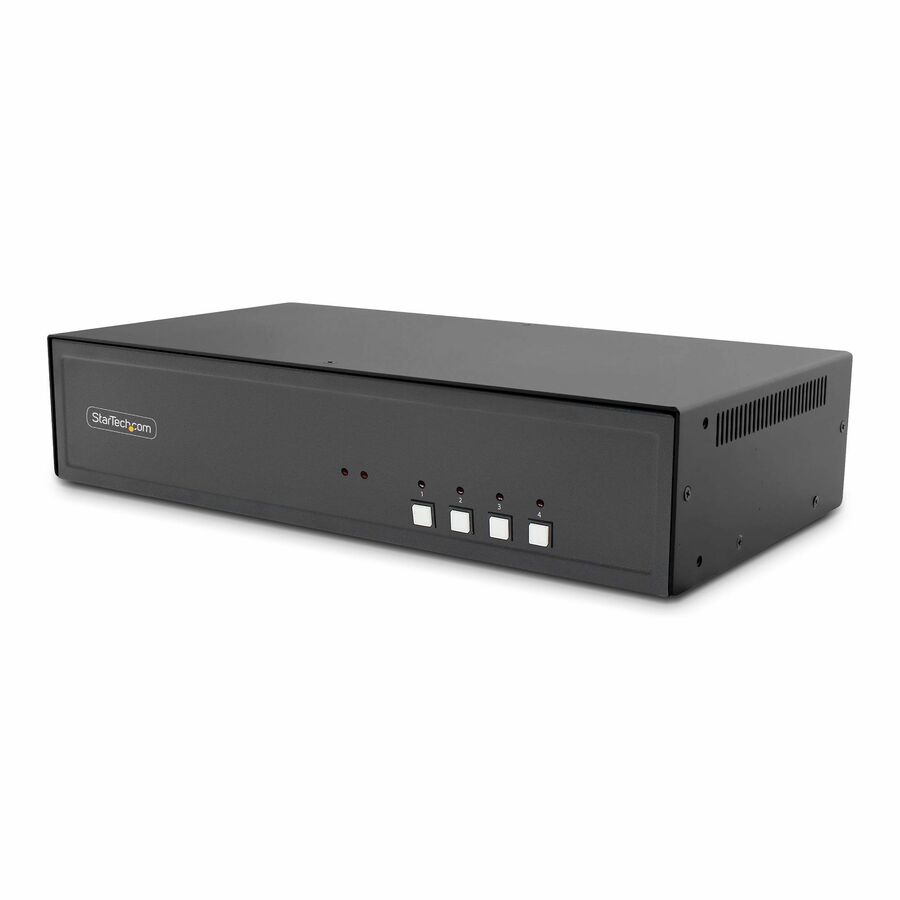 StarTech Secure 4-Port Quad-Monitor KVM Switch, 2x DP to 4x HDMI, 4K 30Hz, NIAP 4.0, Metal Housing, CAC, Made in the USA