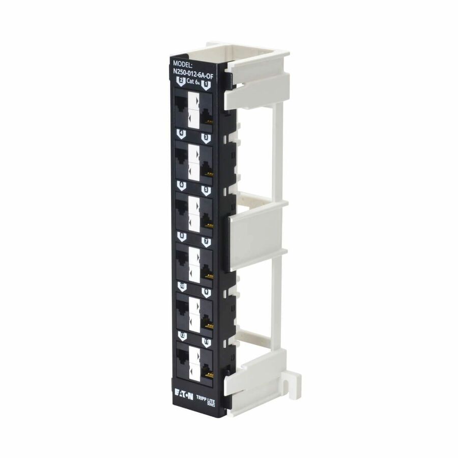 Eaton Tripp Lite Series 12-Port Cat6a Wall-Mount Patch Panel - PoE+ Compliant, 110, 568A/B, RJ45 Ethernet, Offset Ports, TAA