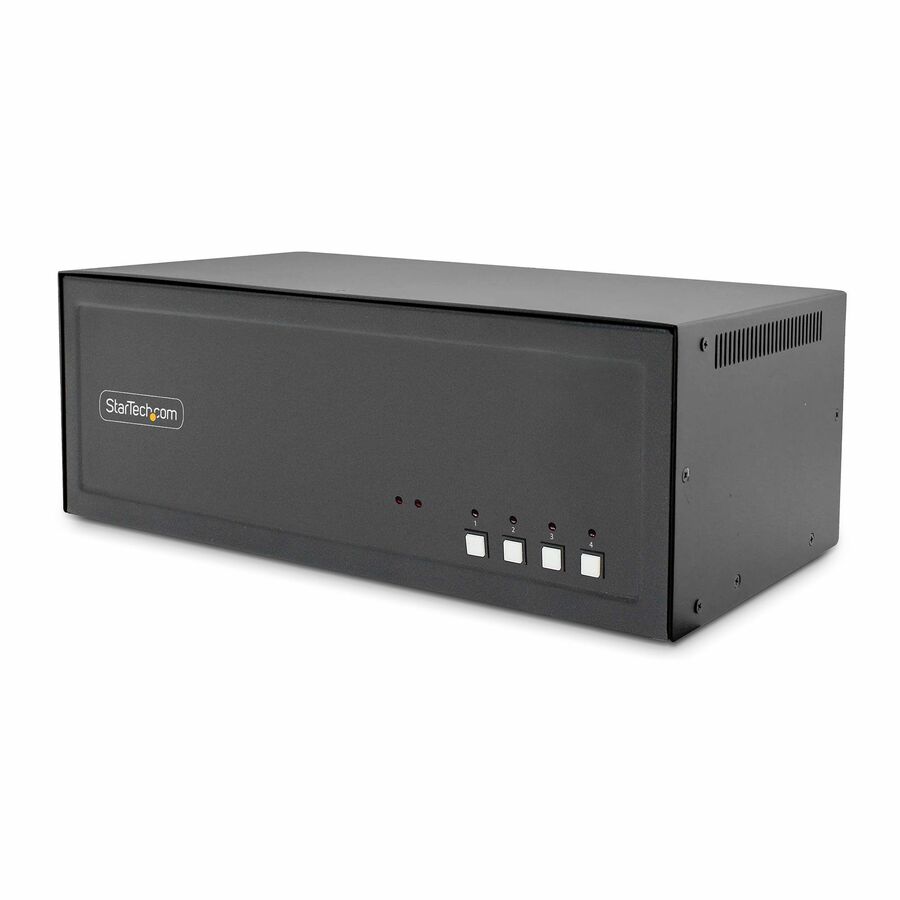 StarTech Secure 4-Port Quad-Monitor KVM Switch, DVI, NIAP 4.0, Metal Housing, CAC Port, Made in the USA