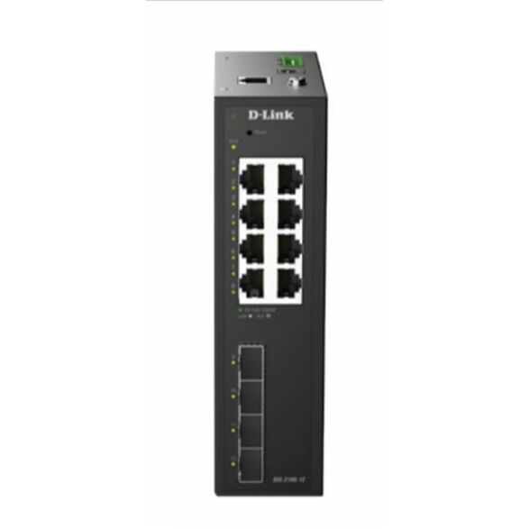 D-Link 8 Ports 1G + 4 Ports 1G SFP Industrial Smart Switch, DIN