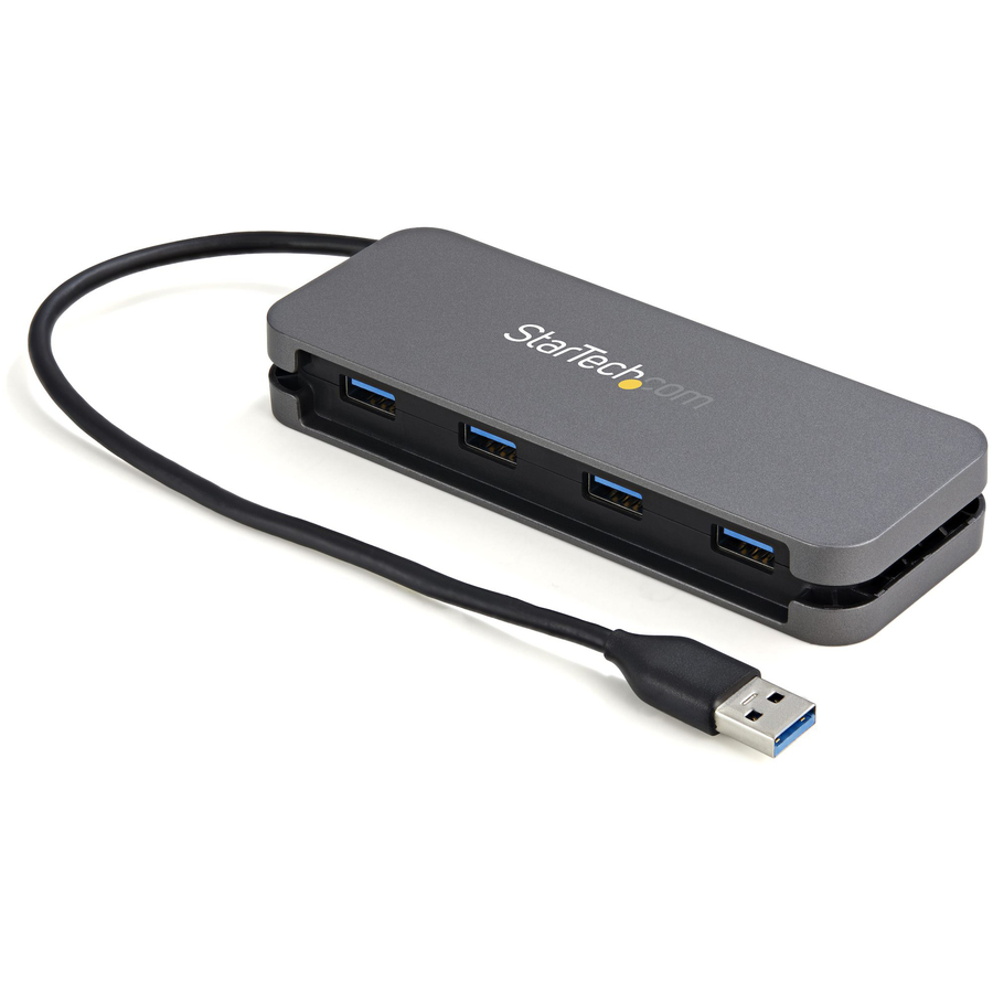 StarTech 4 Port USB 3.0 Hub, 4x USB-A, 5Gbps Laptop/Desktop USB Type-A Hub, USB Bus Powered, 28cm Long Cable with Cable Management