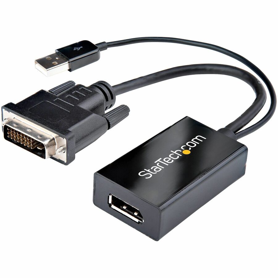 StarTech DVI to DisplayPort Adapter with USB Power - DVI-D to DP Video Adapter - DVI to DisplayPort Converter - 1920 x 1200