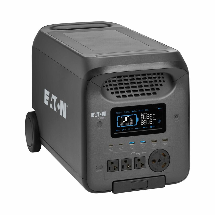 Eaton Portable Power Station - 3000W, Lithium-Ion (LFP), AC, DC, USB-A, USB-C, QC 3.0, LCD, Expandable Runtime