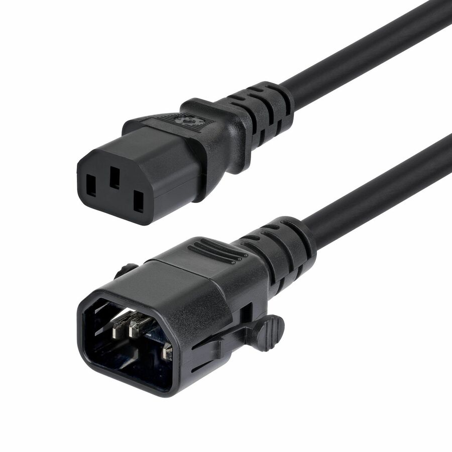 StarTech 10ft (3m) Power Extension Cord, Locking C14 to C13, PDU Power Cord, 10A 250V, 18AWG, UL Listed, TAA