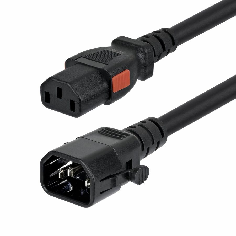 StarTech 10ft (3m) Heavy Duty Power Extension Cord, Locking C14 to Locking C13, PDU Power Cord, 15A 250V, 14AWG, UL Listed, TAA