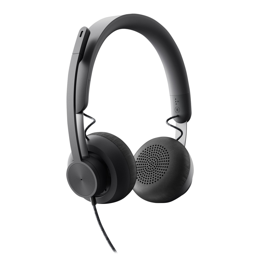 Logitech Zone Wired Noise Cancelling Headset, USB-C with USB-A adapter, graphite