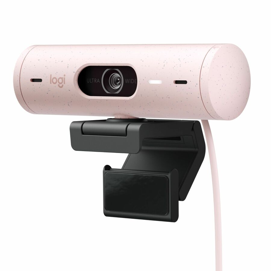 Logitech Brio 500 Full HD webcam, auto framing, noise-reducing mics, privacy shutter, streaming & video calling, Rose