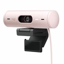 Logitech Brio 500 Full HD webcam, auto framing, noise-reducing mics, privacy shutter, streaming & video calling, Rose
