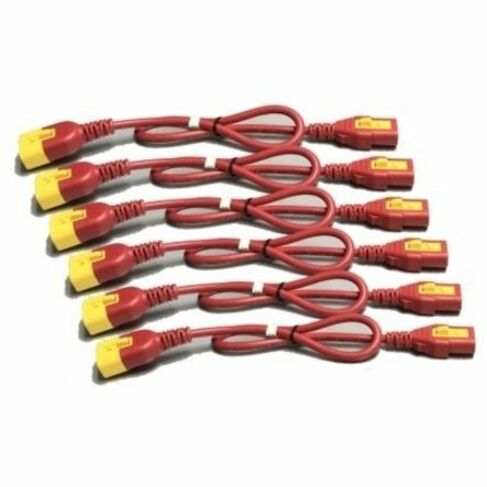 Power Cord Kit (6 ea), Locking, C13 to C14, 0.6m, North America, Red