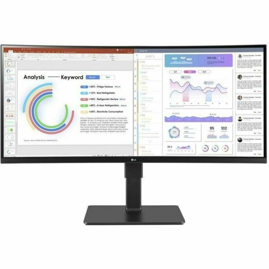 LG 34BQ77QE-B 34" Class Curved Screen LED Monitor - 21:9 - Textured Black - TAA Compliant